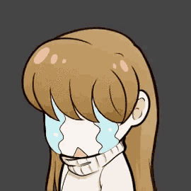 a cartoon drawing of a girl with brown hair crying