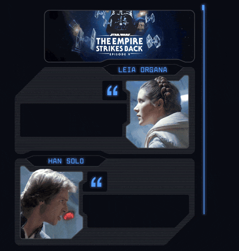 a poster for star wars the empire strikes back shows han solo and leia organa