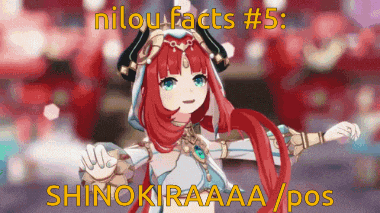 a picture of a girl with red hair and the words nilou facts # 5 shinokiraaa / pos