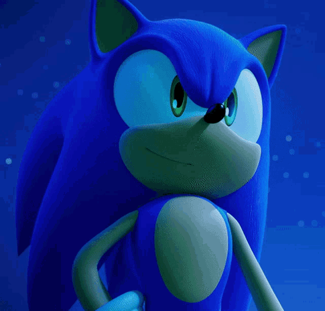 a close up of a blue sonic the hedgehog