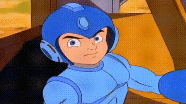 a close up of a cartoon character wearing a helmet and a blue suit .
