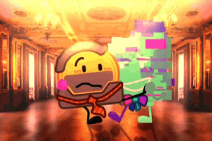 a cartoon character with a scarf around his neck