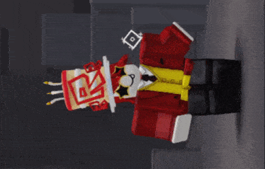 a cartoon character with a cake on his head that says rs