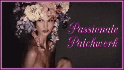 a woman with a crown of flowers on her head and the words passionate patchwork