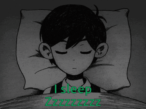 a black and white drawing of a boy sleeping with the words " i sleep zzzzzzz " below him
