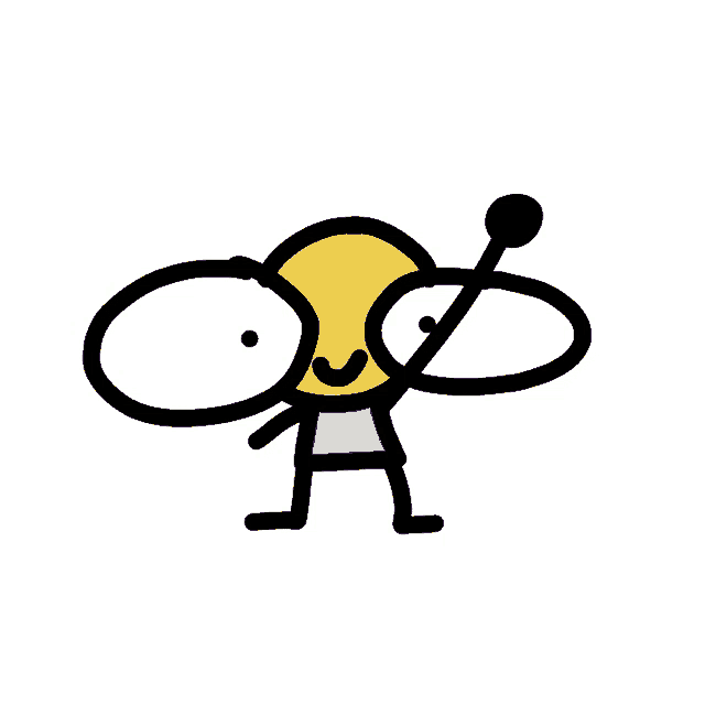 a drawing of a clown with a yellow hat and purple hearts