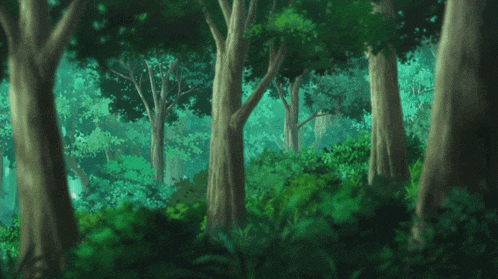 a cartoon of a dinosaur in a forest