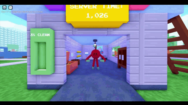 a cartoon character is standing in front of a sign that says server time 1,0026
