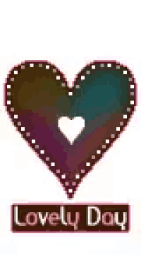 a heart with the letter i inside of it and the words `` lovely day '' written below it .