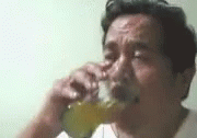 Huh? Ohhh  GIF - Drinking Smile Funny Smile GIFs