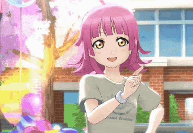 a girl with pink hair is wearing a t-shirt that says " freedom "