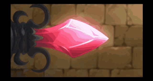 a cartoon drawing of a sword with a red diamond in the middle of it