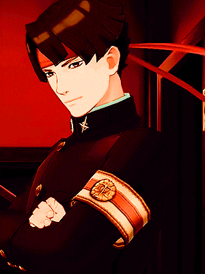 a man with his eyes closed is wearing a military uniform with a badge on his sleeve that says ' army '