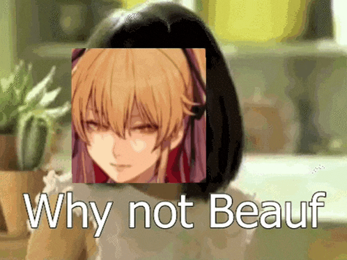 a picture of a girl with the words why not beauf below her