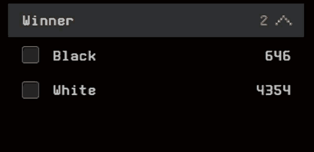 a black screen with the word winner in the top left corner