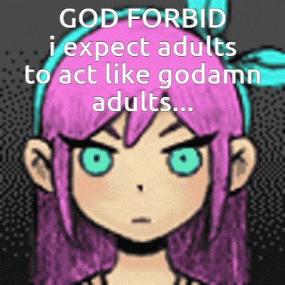 god forbid i expect adults to act like goddamn adults ....