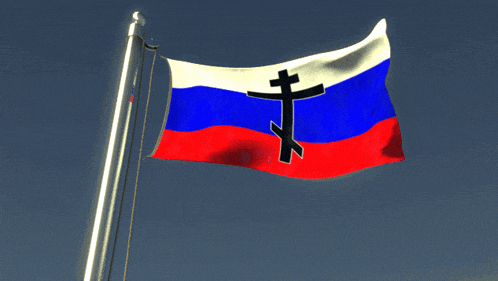 a russian flag with a cross in the middle