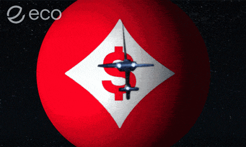 a red sphere with a dollar sign in the center