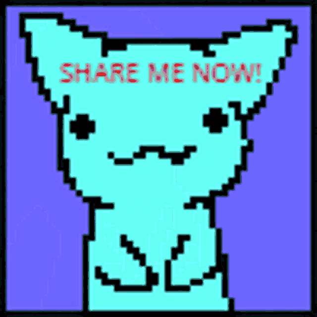 a pixel art drawing of a pink mouse with the words " hare me now " written in red