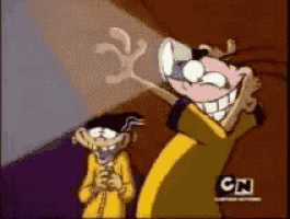 two cartoon characters are standing next to each other with the cn logo in the corner