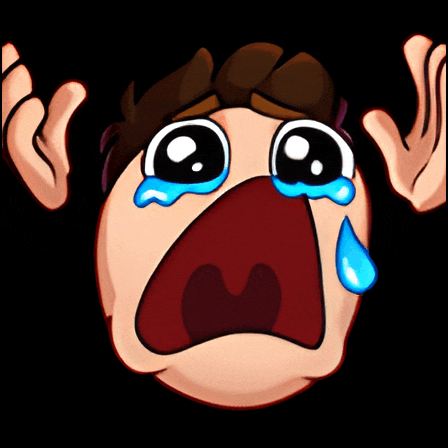 a cartoon face with a tear coming out of it