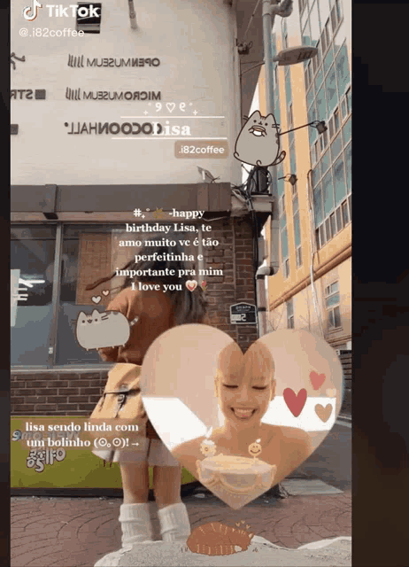 a picture of a girl in a heart with the words " happy birthday lisa " on it