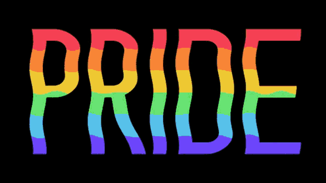 a black background with the word pride in rainbow colors