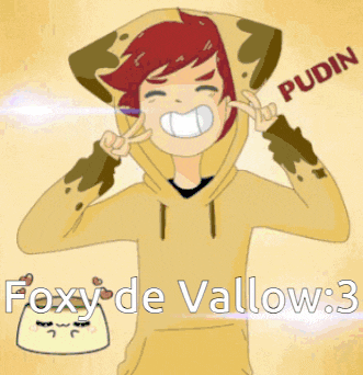 a cartoon of a boy wearing a hoodie with the name foxy de valley written on it