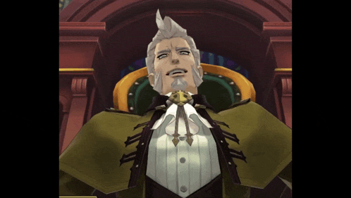 a man with gray hair and a beard is wearing a suit and cape