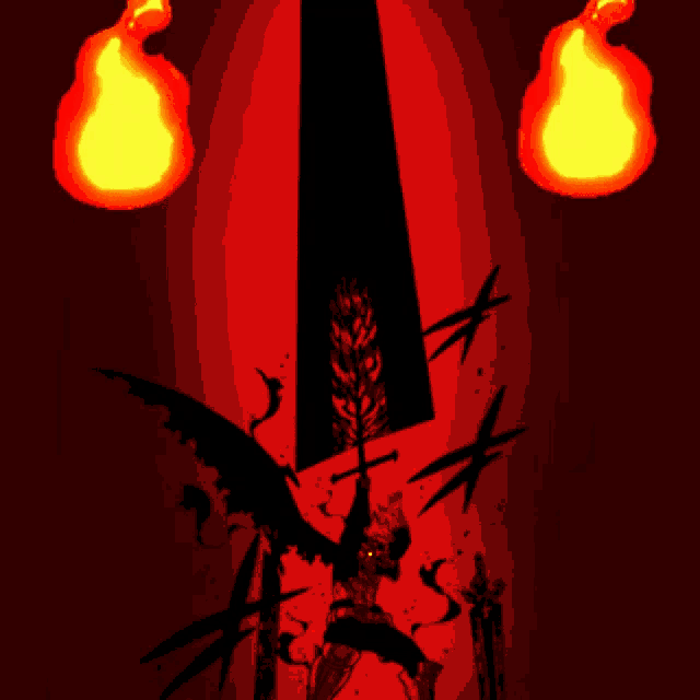 a man with wings is standing in front of a huge fireball .