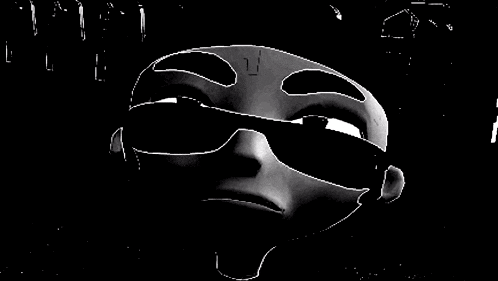 a black and white drawing of a man 's face wearing sunglasses .