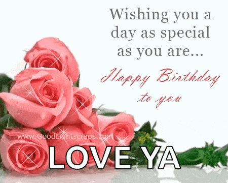 a birthday card with pink roses and the words " wishing you a day as special as you are "