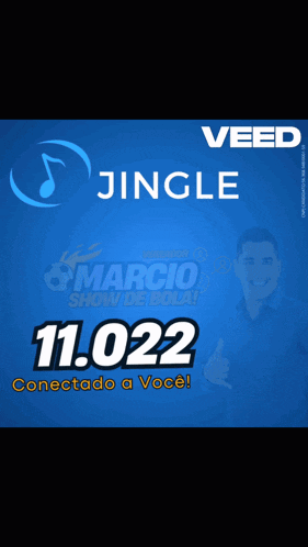 a man in a blue shirt giving a thumbs up in front of a blue background that says jingle on it
