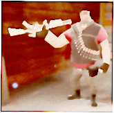 a cartoon soldier is holding a gun in his right hand