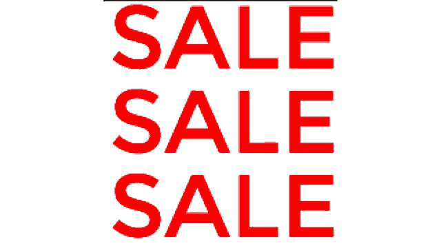 a sign that says sale sale sale in red letters