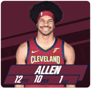 a basketball player from cleveland is wearing a red jersey