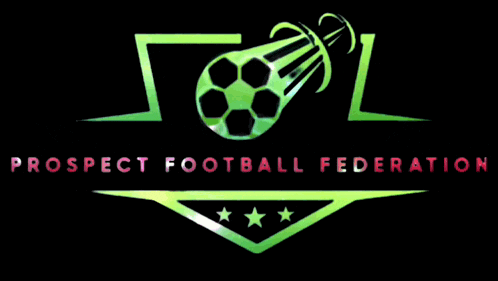 a logo for the prospect football federation shows a green soccer ball