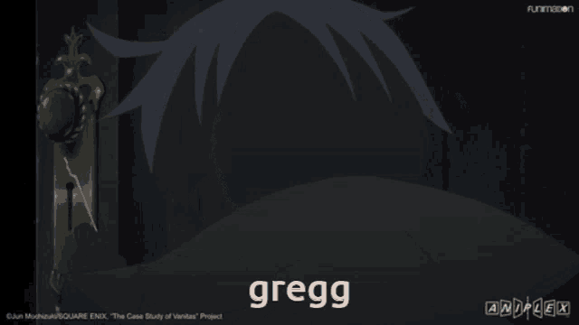 a cartoon character with the word gregg on the bottom right