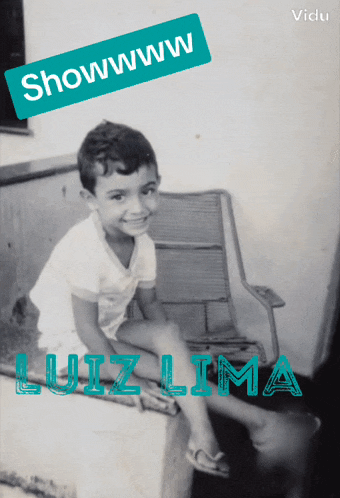 a black and white photo of a child with the name luiz lima