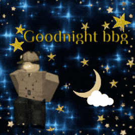 a cartoon character says goodnight bb8 in front of a crescent moon