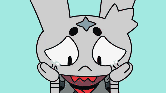 a cartoon rabbit is crying with tears coming out of its eyes