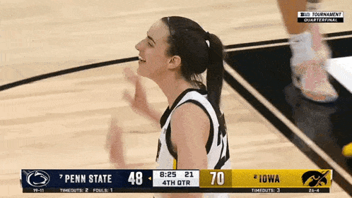 a basketball game between penn state and iowa is in progress