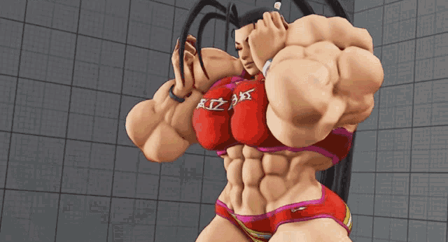 a video game character is laying on another character 's stomach