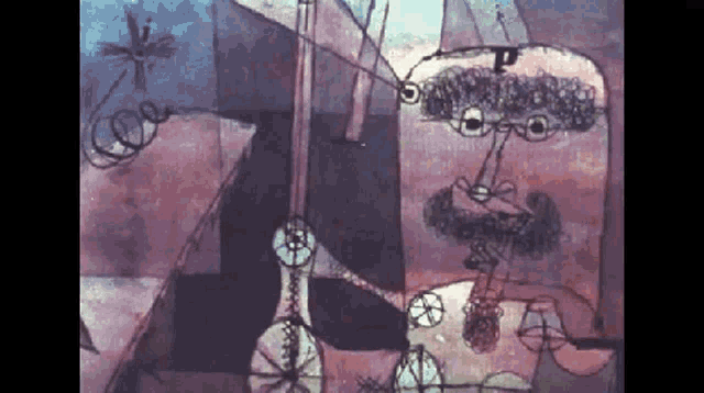 a painting of a man with a beard and the letter p on his face