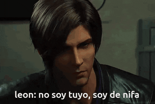 a close up of a man with the words leon no soy tuyo soy de nifa below him