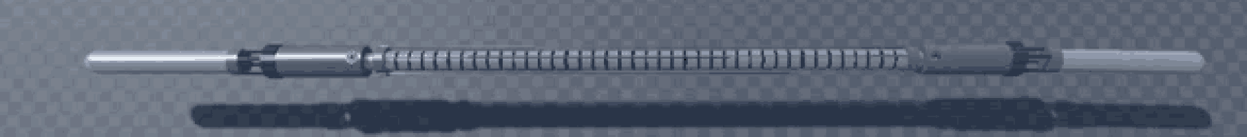 a 3d model of a metal pipe with a reflection on a gray surface