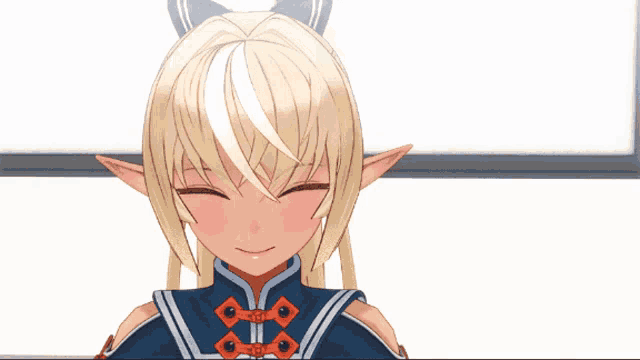 a close up of a cartoon character with a bow on her head
