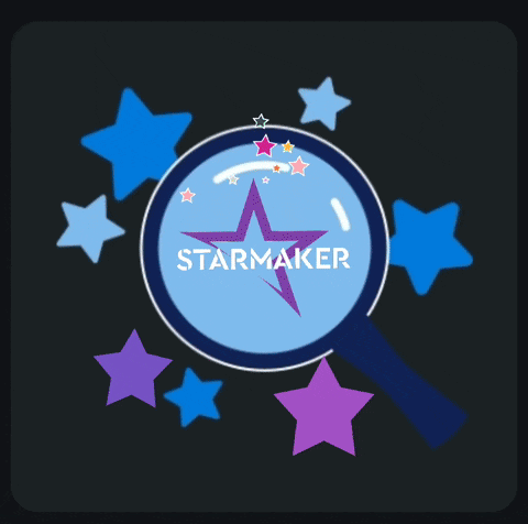 a magnifying glass with the word starmaker in the middle