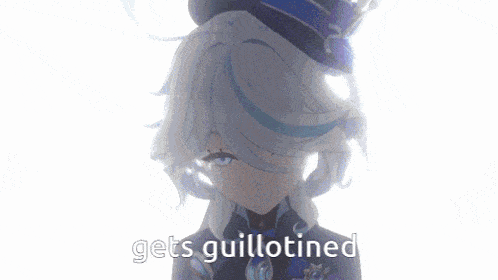 a picture of a blue object with the words gets guillotined below it