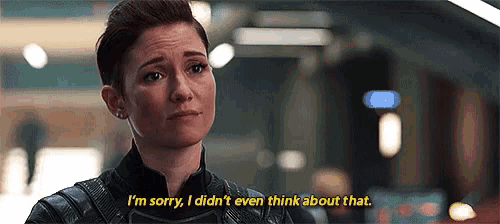a woman is saying i 'm sorry i did n't even think about that